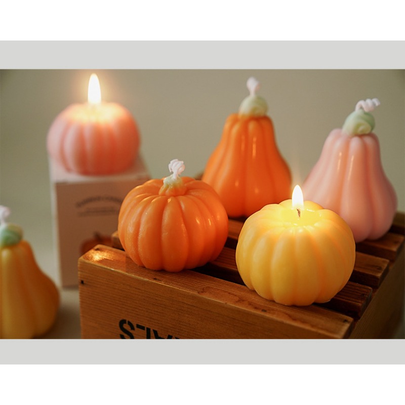 Home Fragrance Gift - เทียนหอมรูปฟักทองแฮนด์เมดสำหรับฮาโลวีน เทียนอโรมาบำบัดหรูหราสร้างบรรยากาศ ของชำร่วยงานปาร์ตี้ ของตกแต่งโต๊ะในบ้าน ของขวัญ